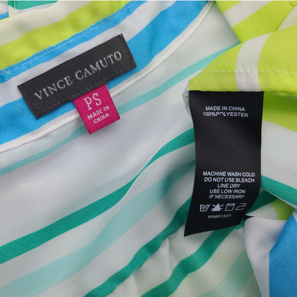 Vince Camuto Button Down Blouse Striped Tie Front Long/3/4 Sleeve Sz PS - Picture 8 of 8